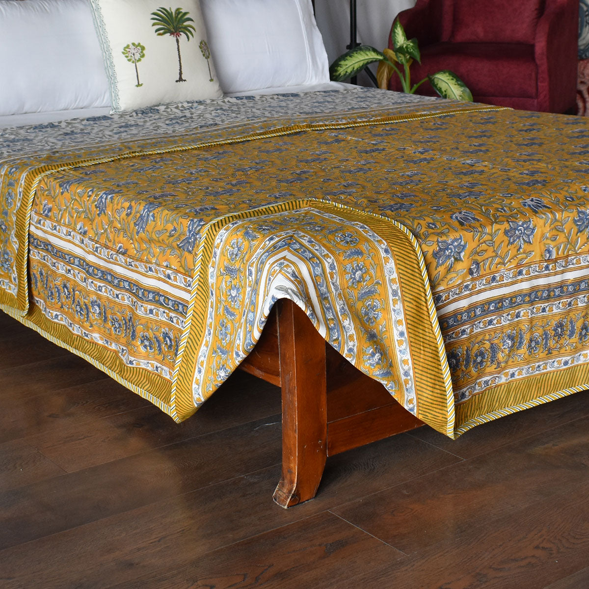 Indian Hand Block Printed Cotton Dohar Queen Size | 260614