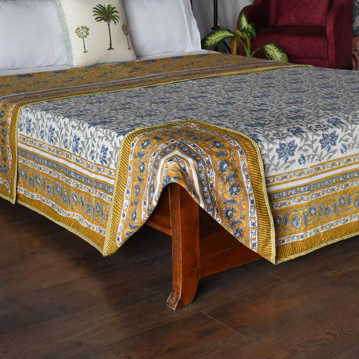 Indian Hand Block Printed Cotton Dohar Queen Size | 260614