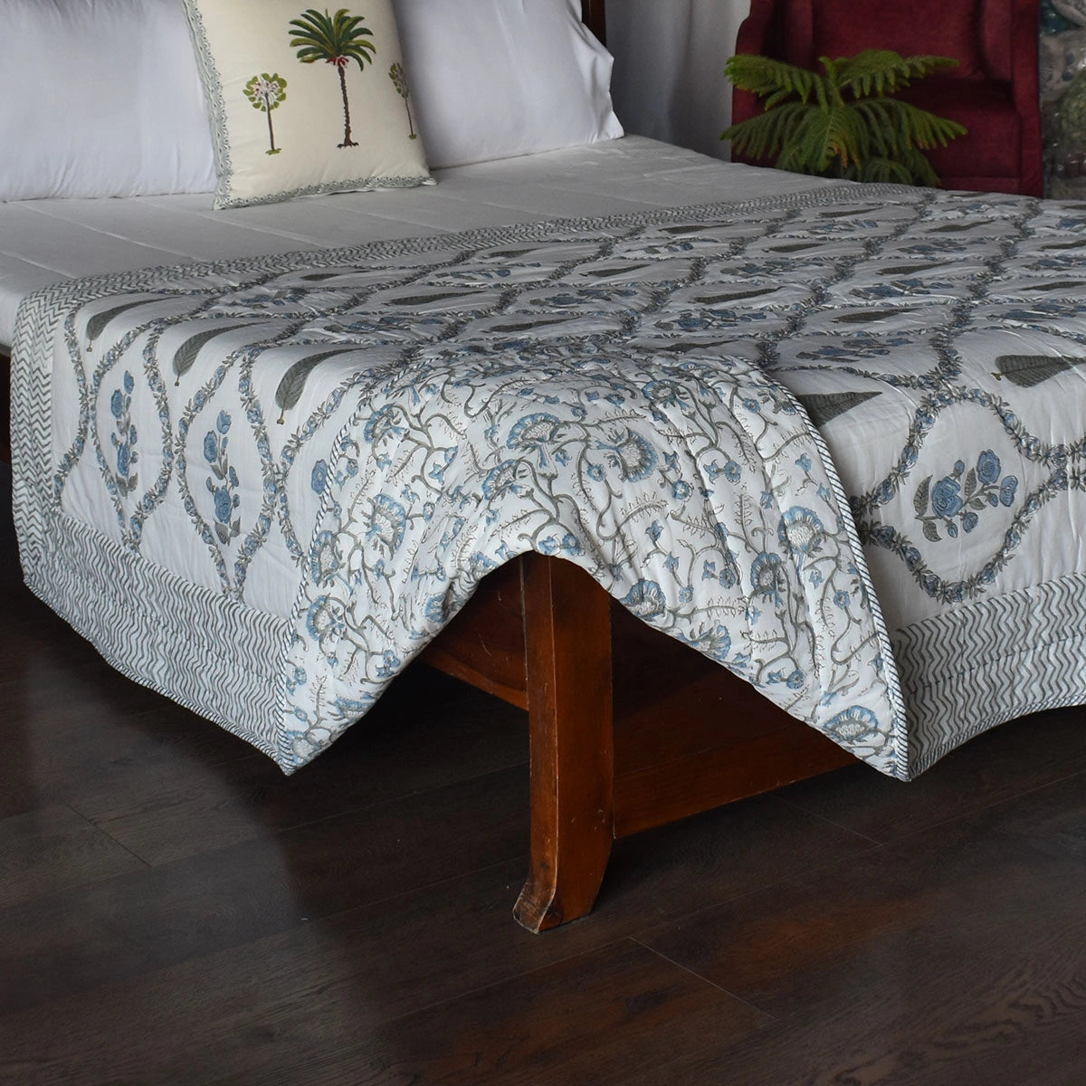 Single Size Hand Block Printed Cotton Quilt
