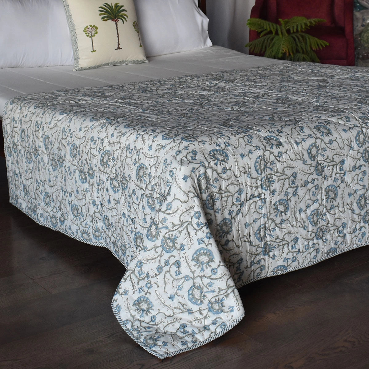 Single Size Hand Block Printed Cotton Quilt