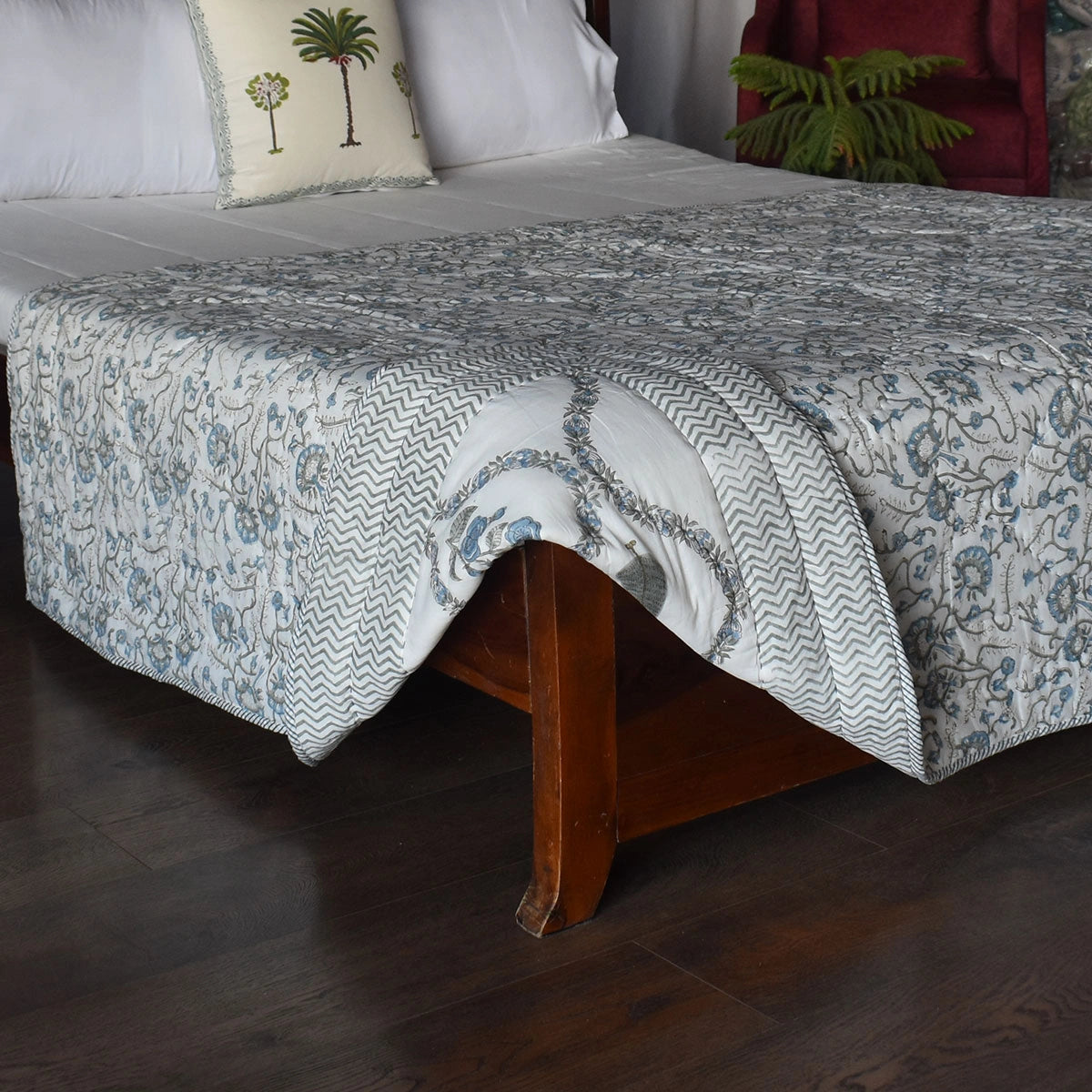 Single Size Hand Block Printed Cotton Quilt