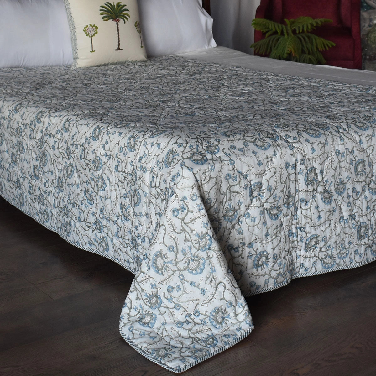 Single Size Hand Block Printed Cotton Quilt