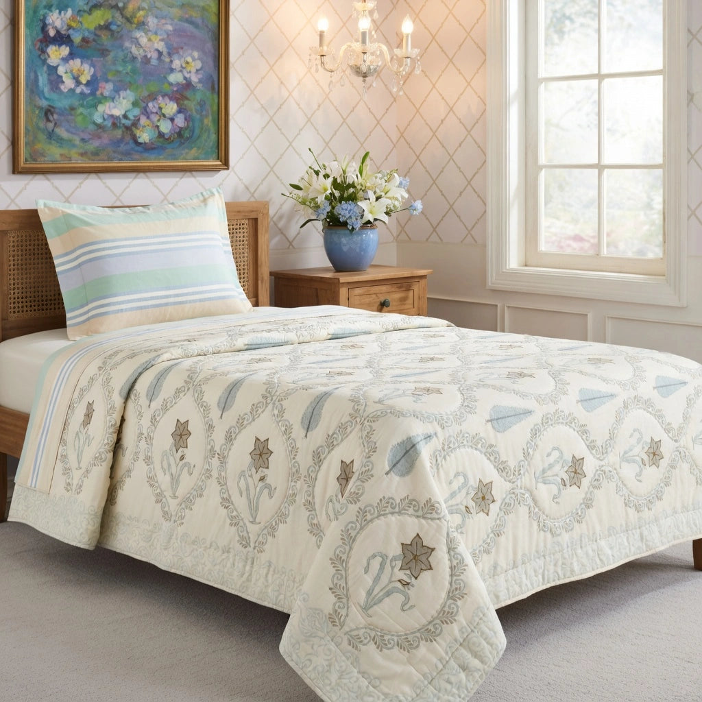Hand Block Print Quilt Single