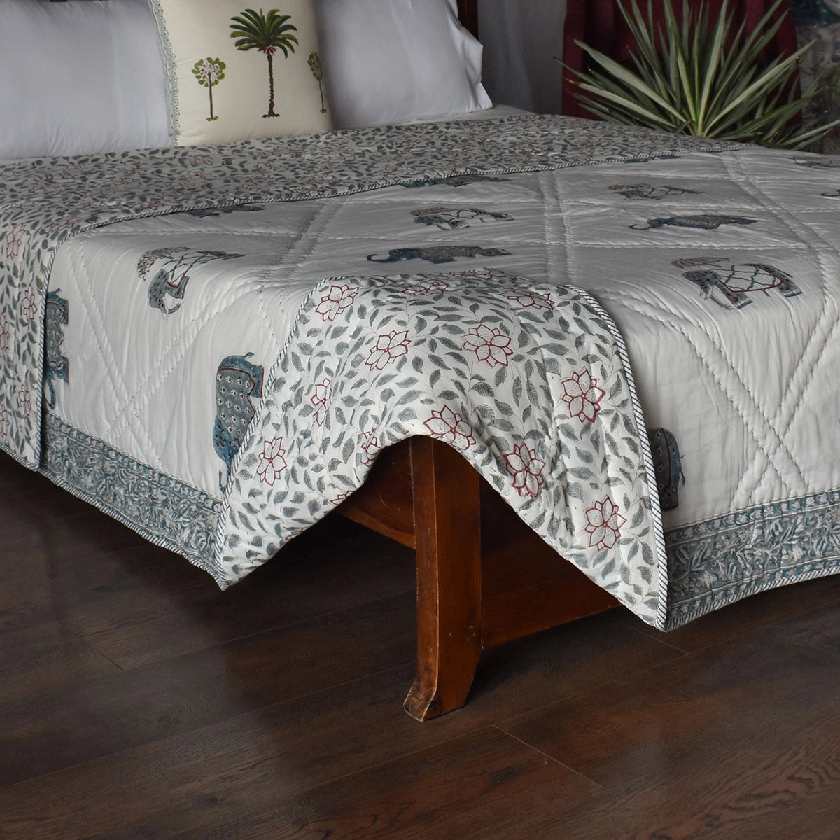 Hand Block Printed Cotton Queen Size Quilt