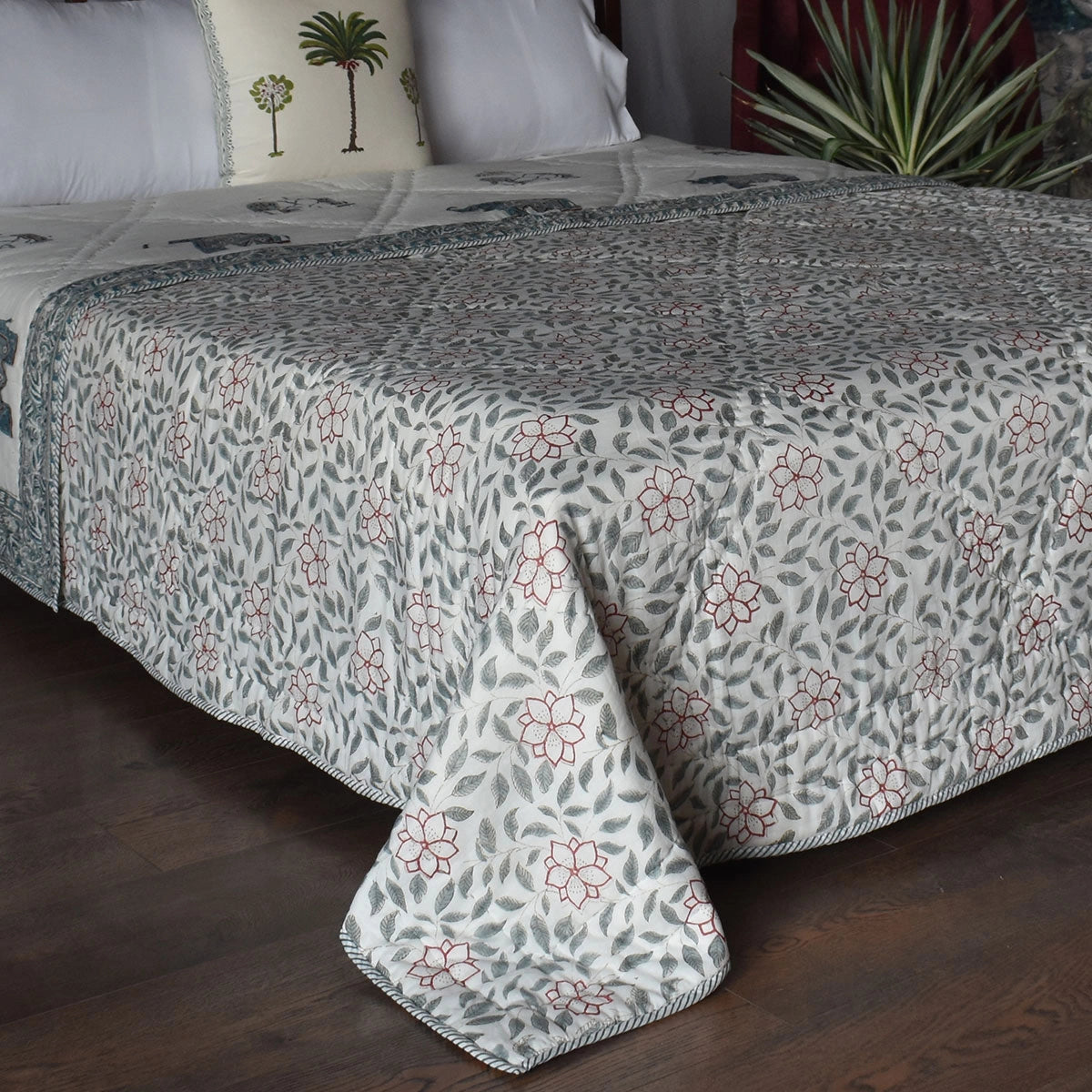 Hand Block Printed Cotton Queen Size Quilt