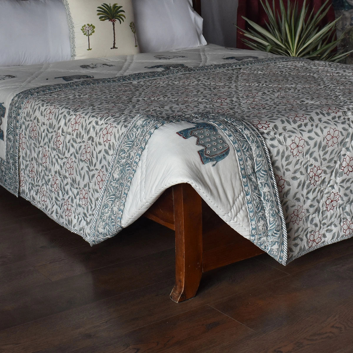 Hand Block Printed Cotton Queen Size Quilt