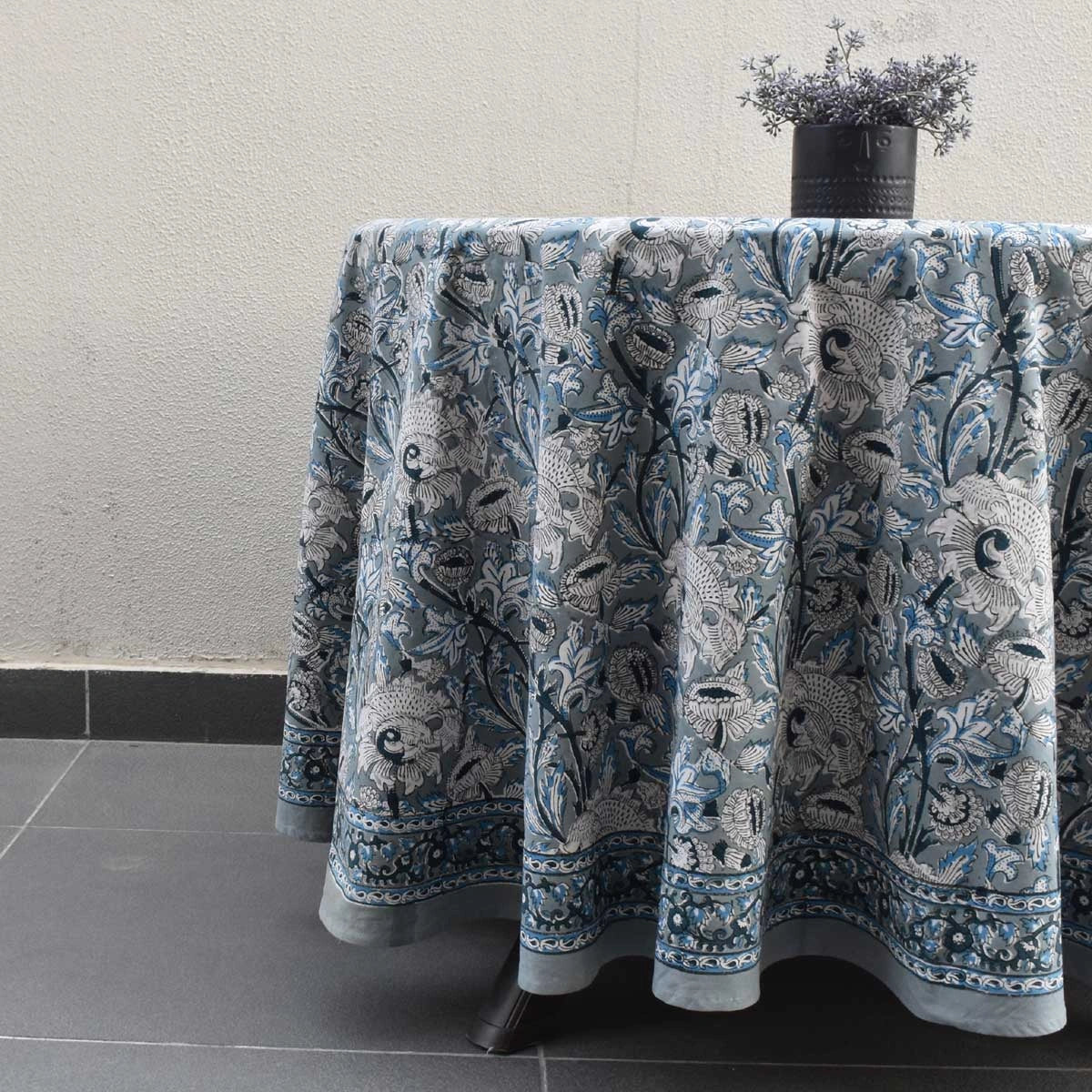 Round Cotton Tablecloth | Amarnath Grey Gud 108994