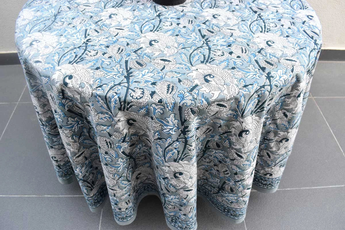 Round Cotton Tablecloth | Amarnath Grey Gud 108994