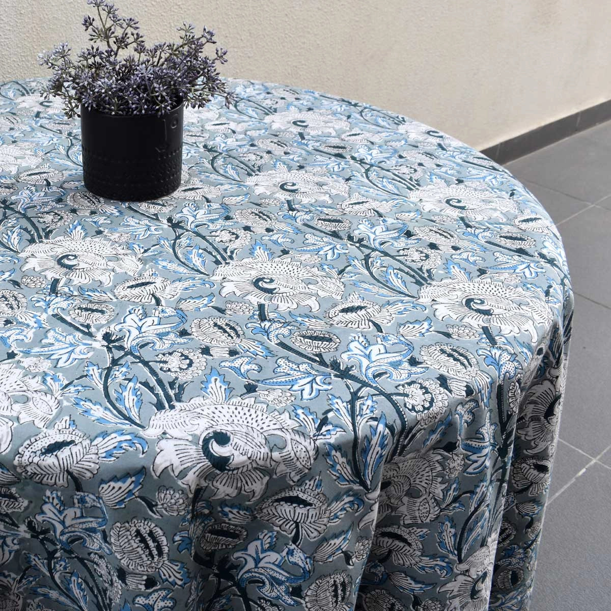 Round Cotton Tablecloth | Amarnath Grey Gud 108994