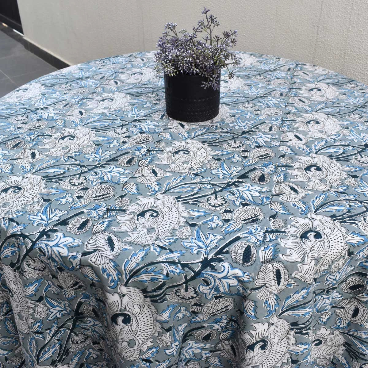 Round Cotton Tablecloth | Amarnath Grey Gud 108994
