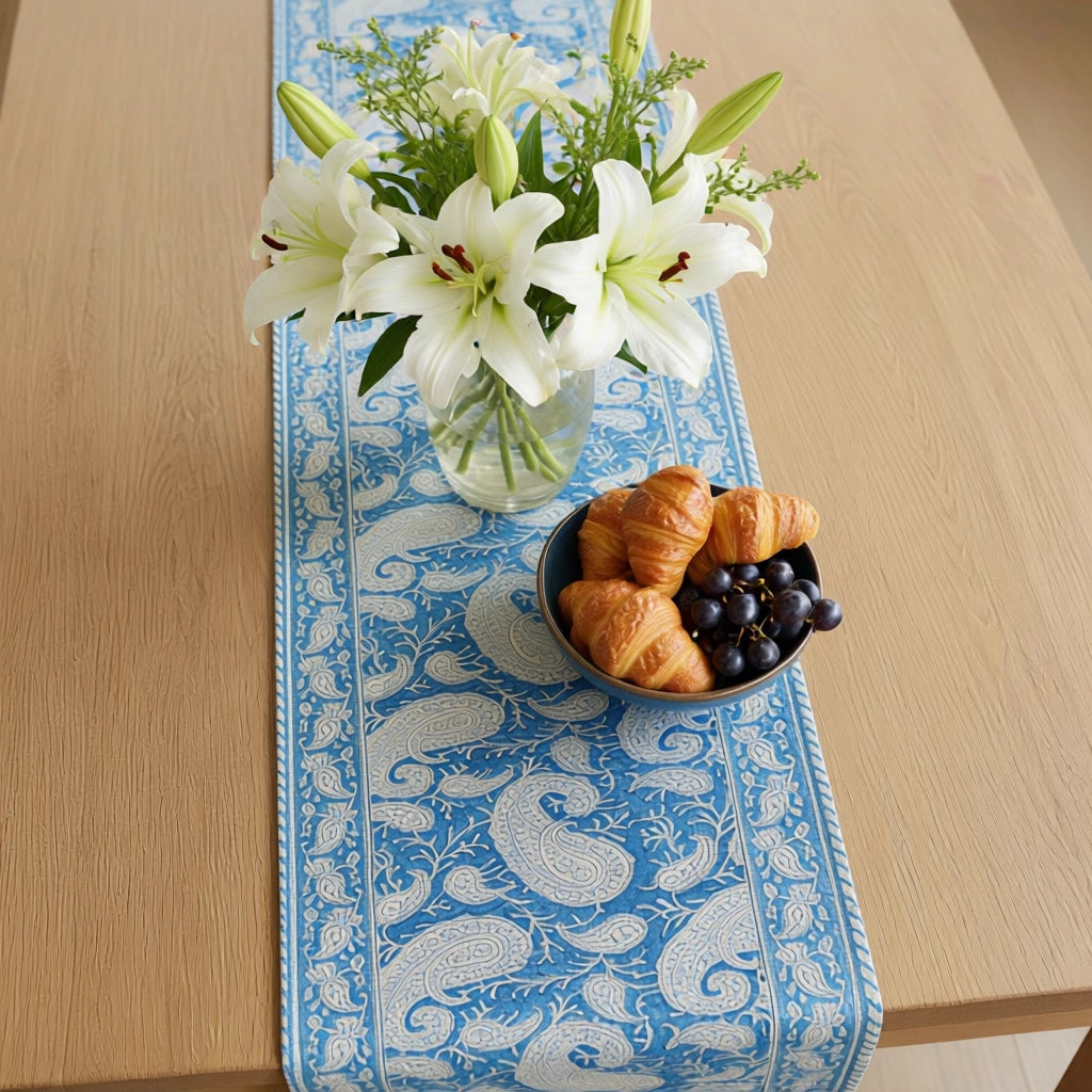 JAIPURI RAZAI Table Runner Ambi Aqua Gud