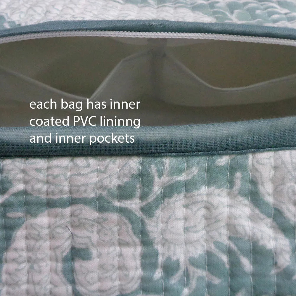 Quilted Cosmetic Bag Set (Set of 2) | Ambi Mineral Blue Gud 201582