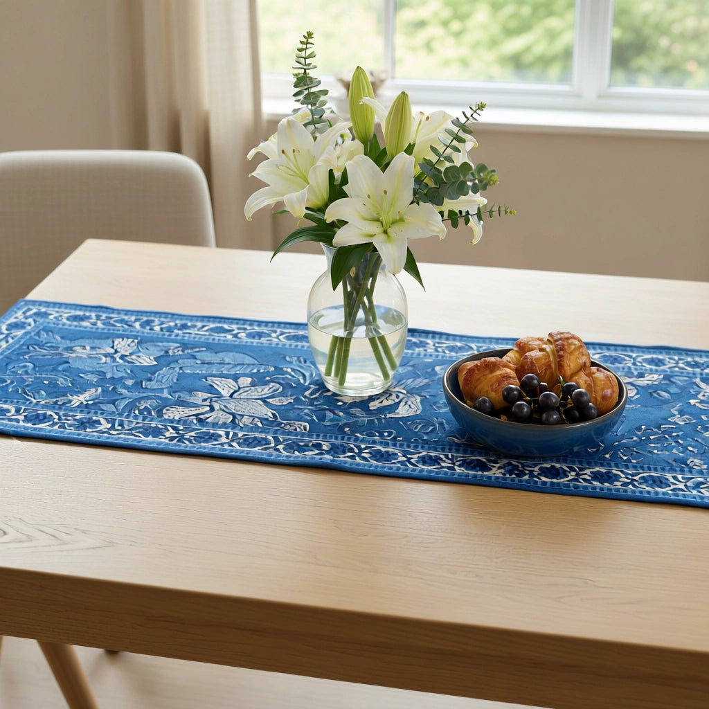 JAIPURI RAZAI Table Runner | Anarkali Blue Gud 106797