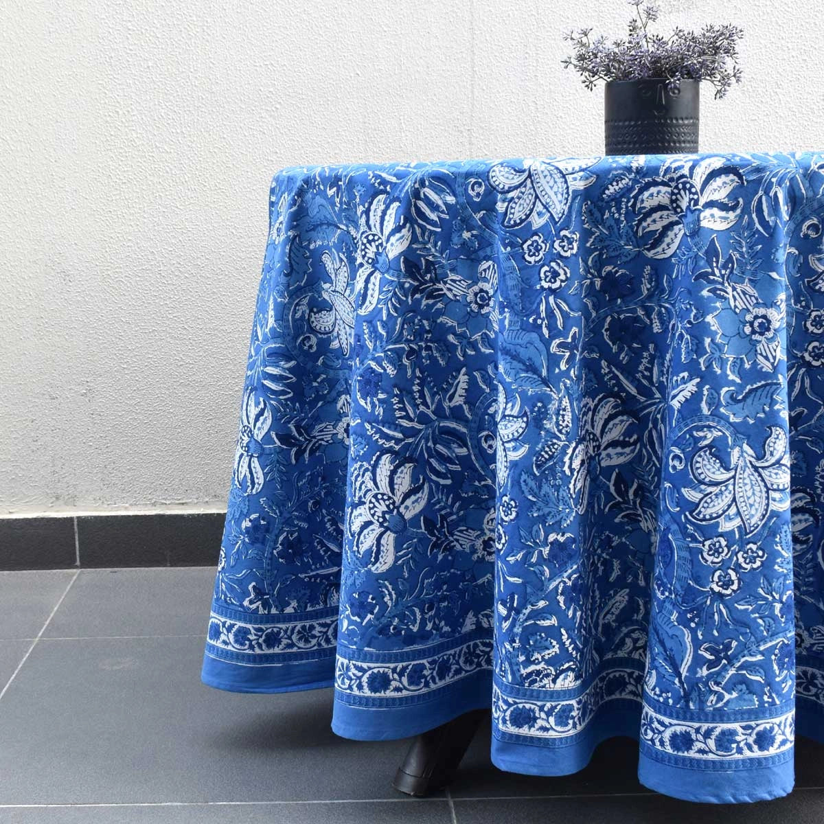 Round Tablecloth 275 Cms Anarkali Blue Gud