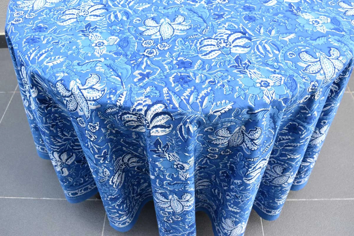 Round Tablecloth 275 Cms Anarkali Blue Gud