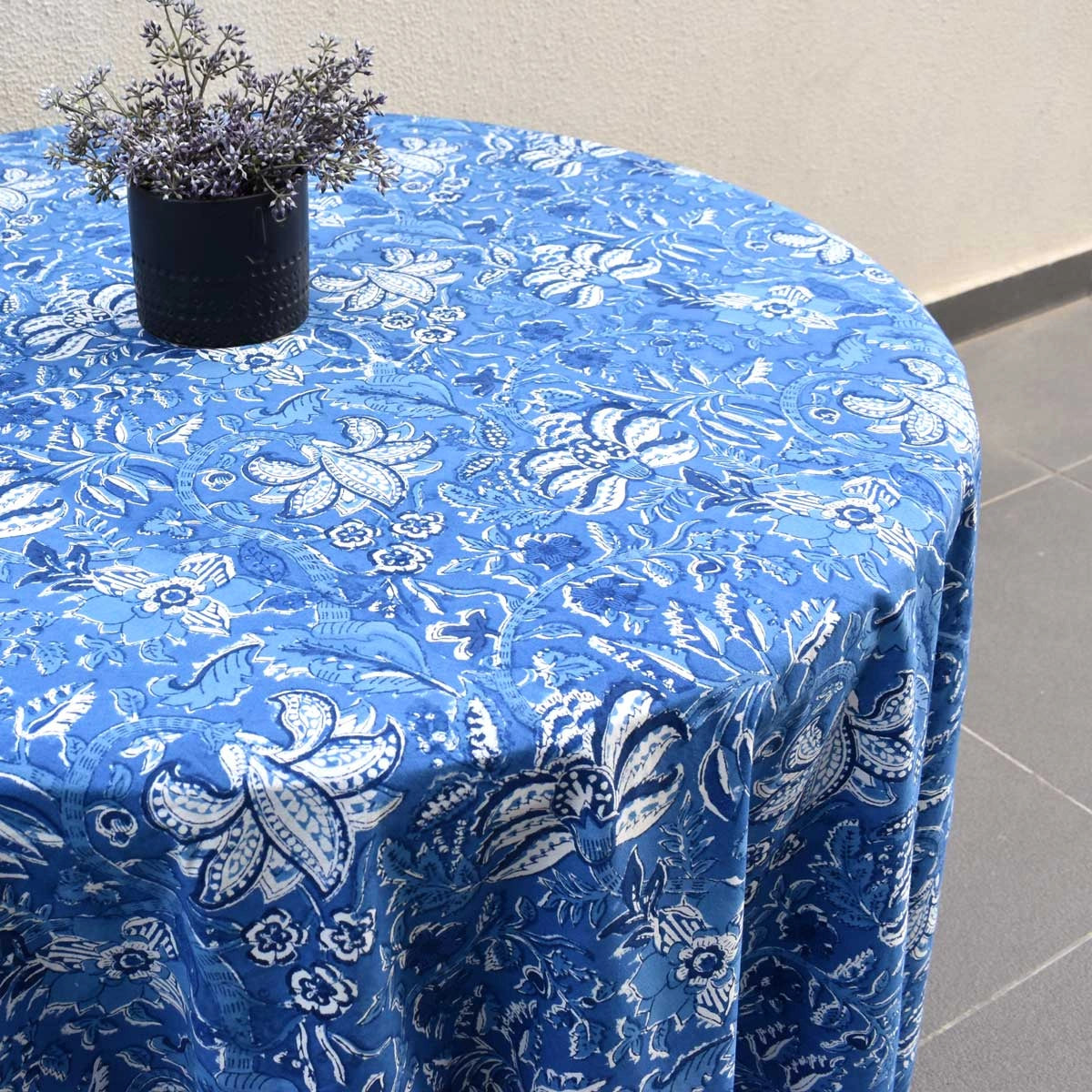 Round Tablecloth 275 Cms Anarkali Blue Gud