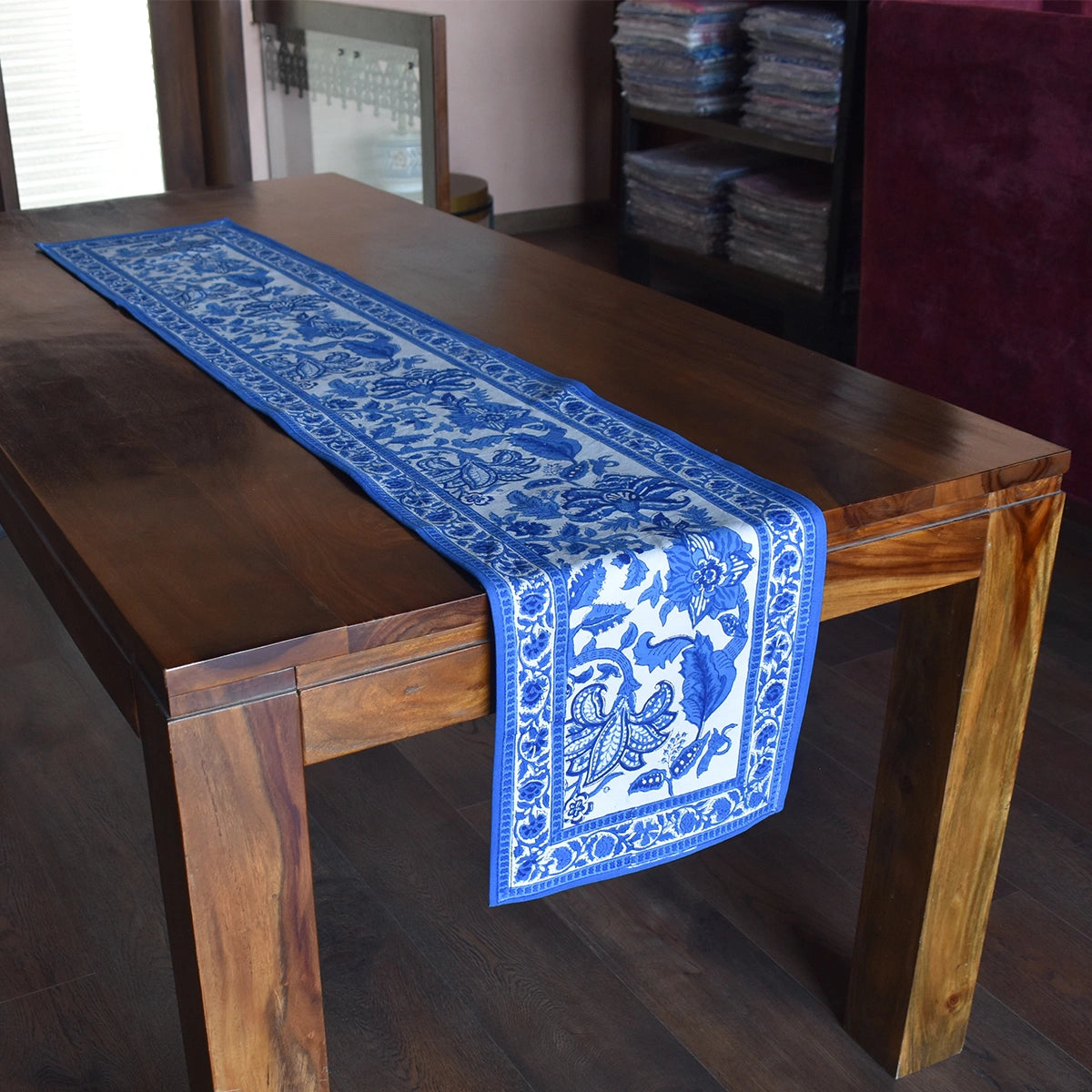 Small Table Runner Anarkali Blue Open