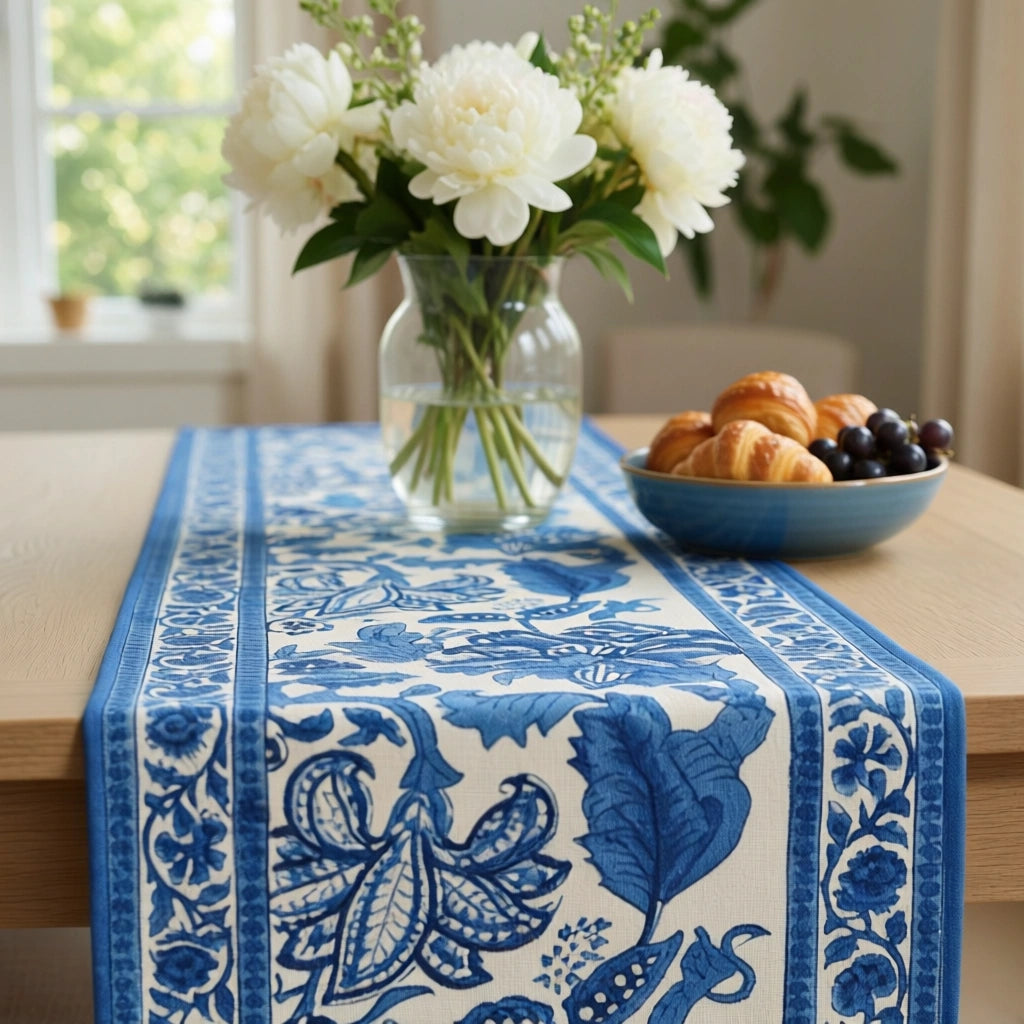 Natural Dye Table Runner | Anarkali Blue Open 106795