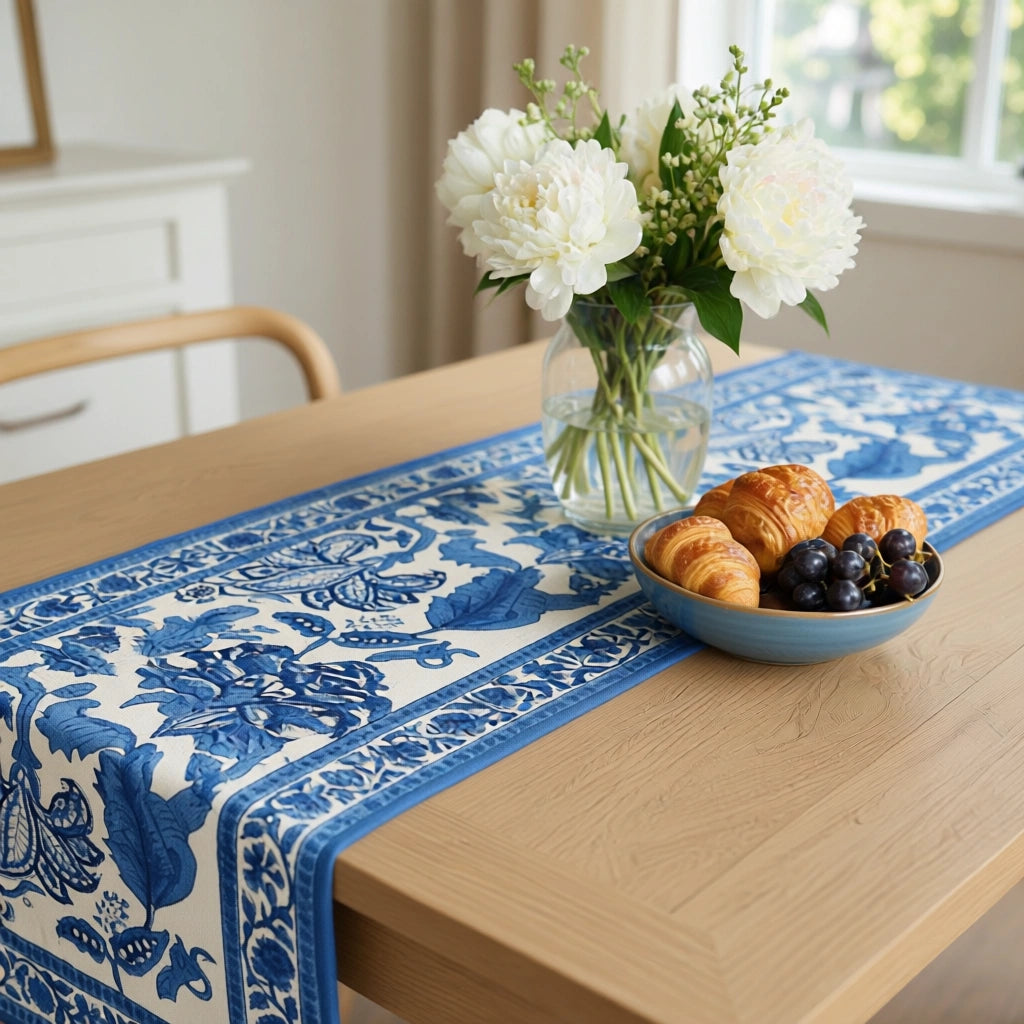Small Table Runner Anarkali Blue Open