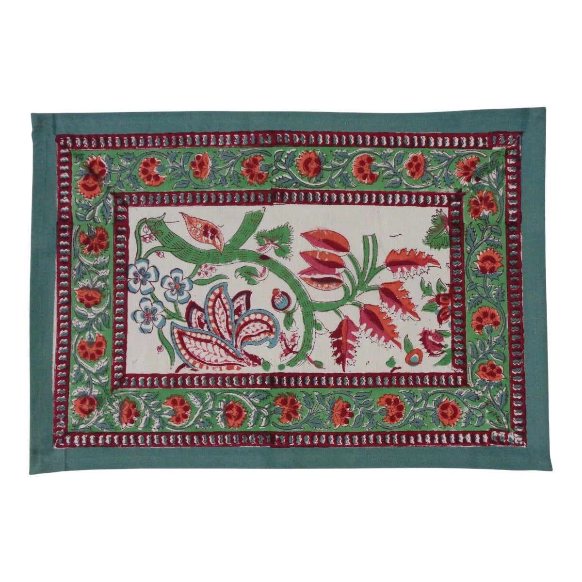Cotton Canvas Table Mats (Set of 2 Table mats) | Anarkali Green Open 106822