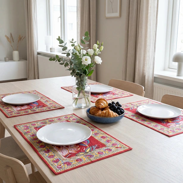 Indian Artisan Table Mats (Set of 2 Table mats) | Anarkali Red Gud 201397