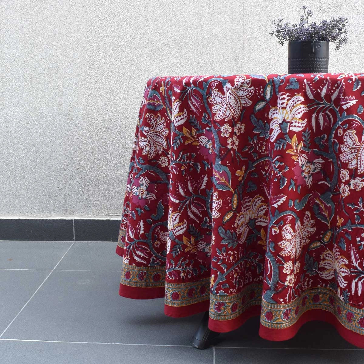 Natural Dye Round Tablecloth Anarkali Red Gud