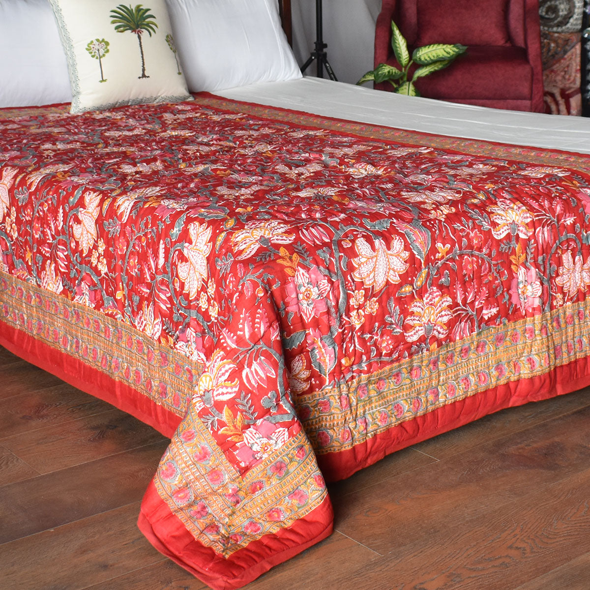 Reversible quilt bedding Single Size | Anarkali Red Gud 201397