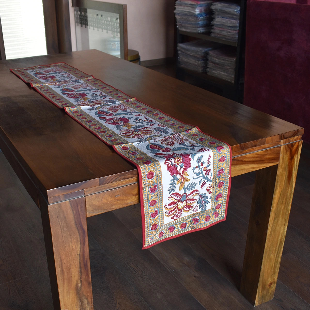 33 X 120 Cm Table Runner Anarkali Red Open