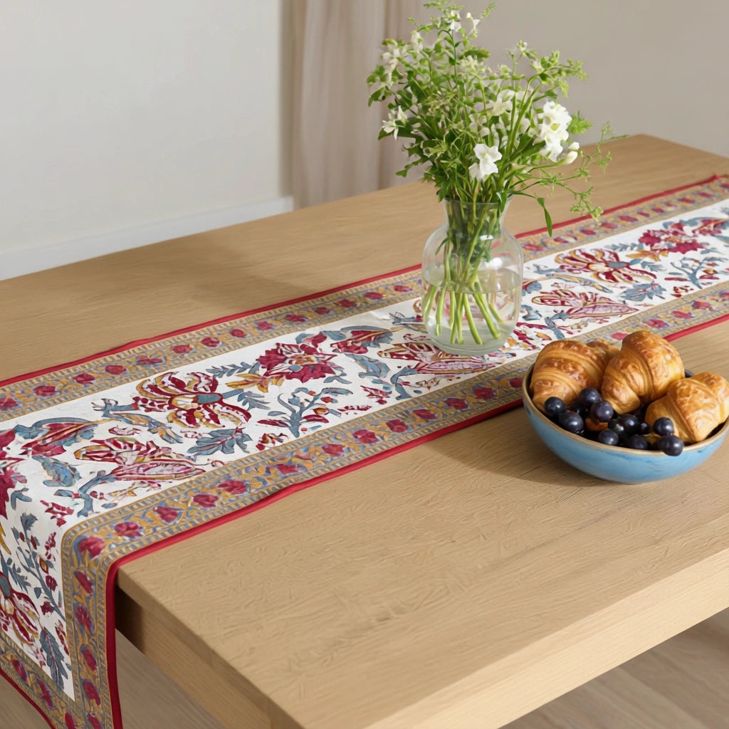 33 X 120 Cm Table Runner Anarkali Red Open