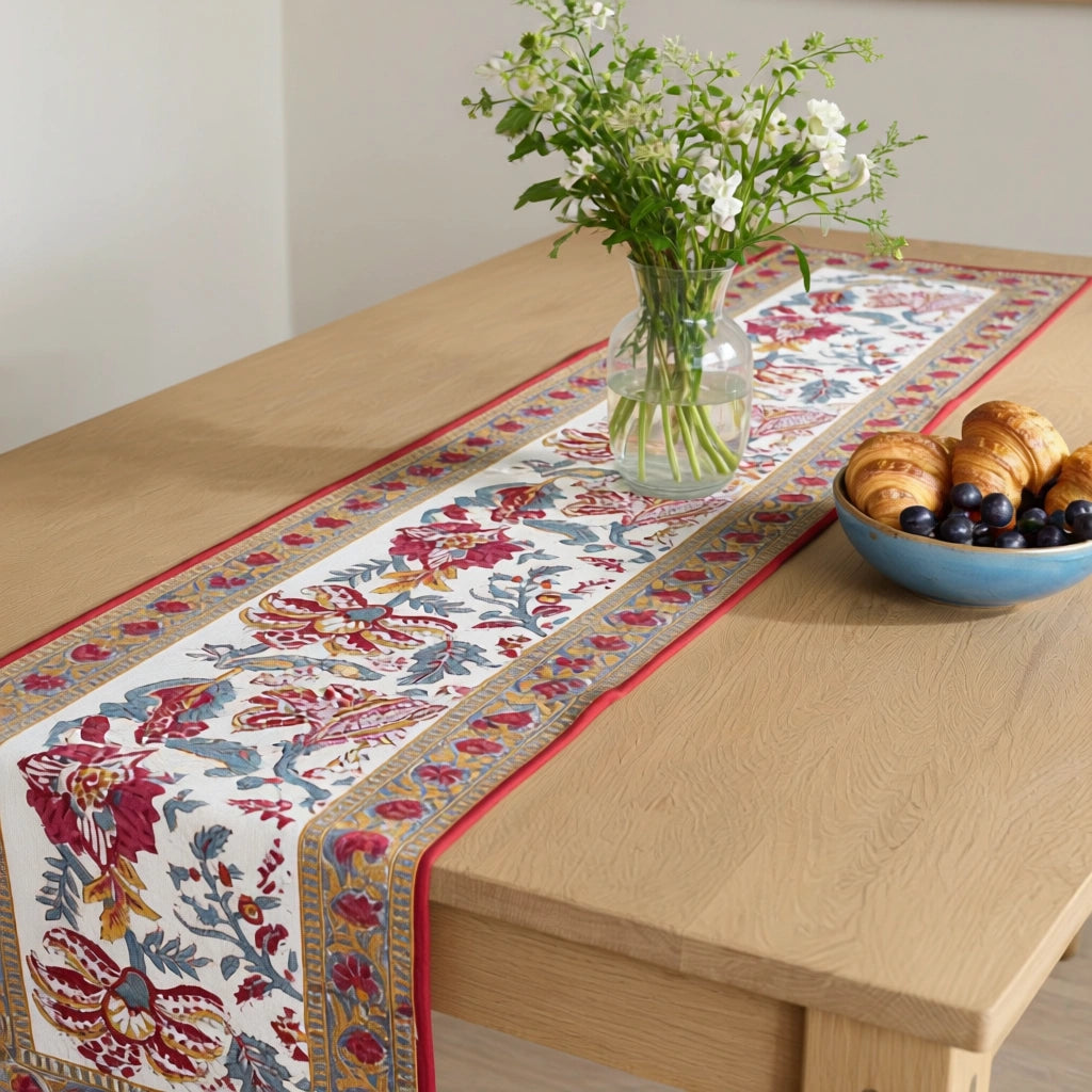 Indian Artisan Table Runner | Anarkali Red Open 200652