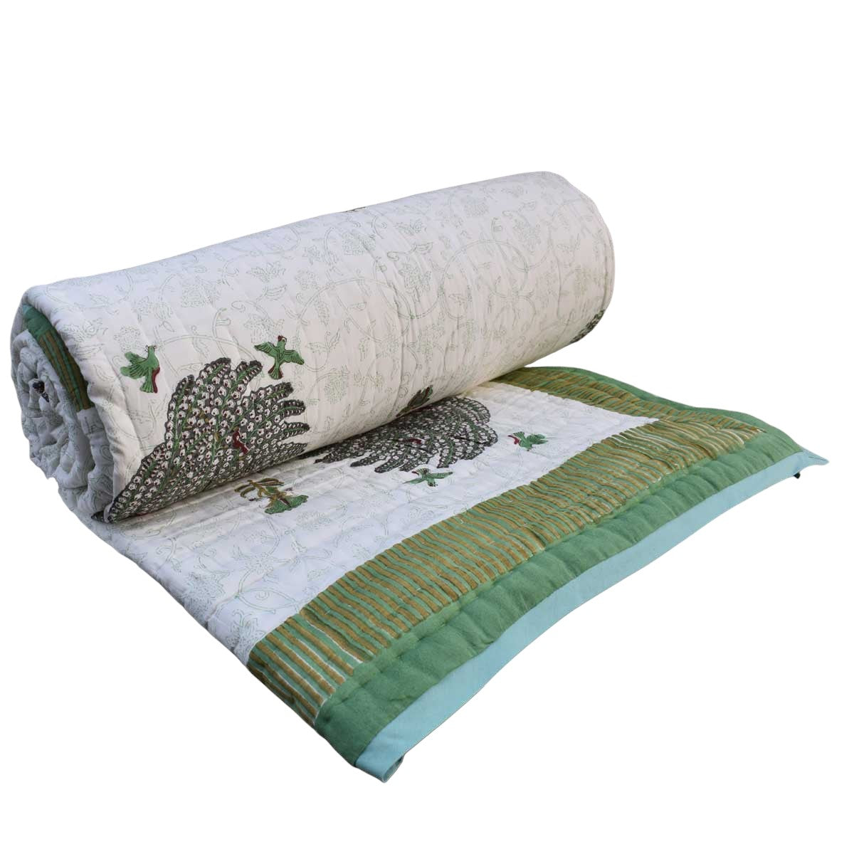 100% Cotton King Quilt | Arabian Bird Green 205320