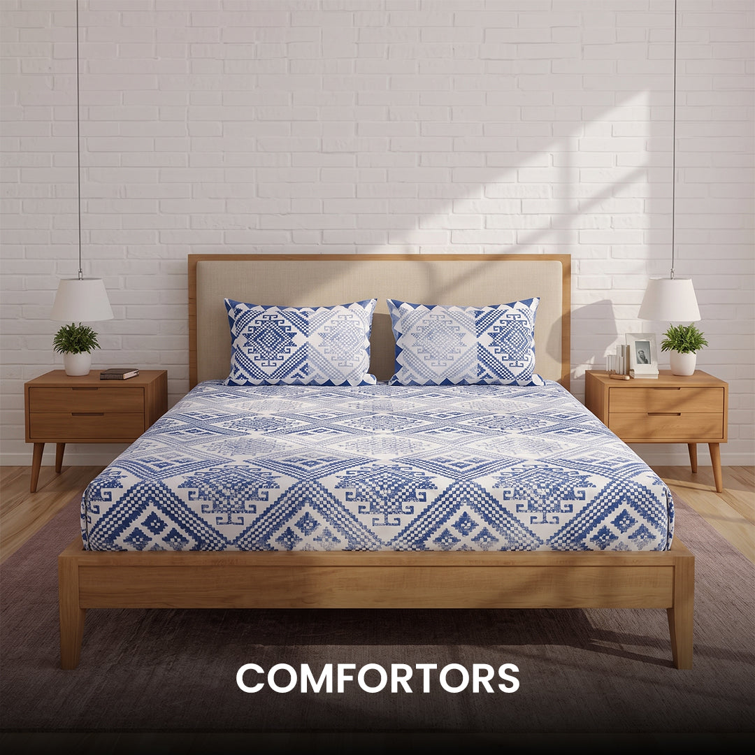 Hand Block Printed Cotton Queen Size Bedspread | Palm Tree Green 109024