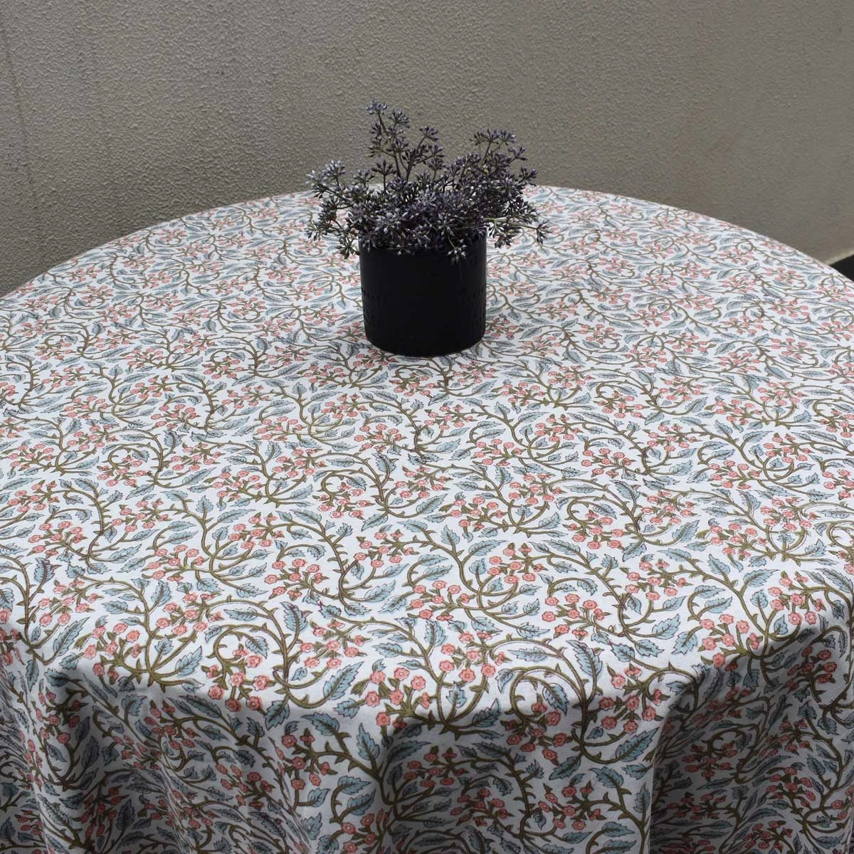 Indian Artisan Round Tablecloth Berry Pink