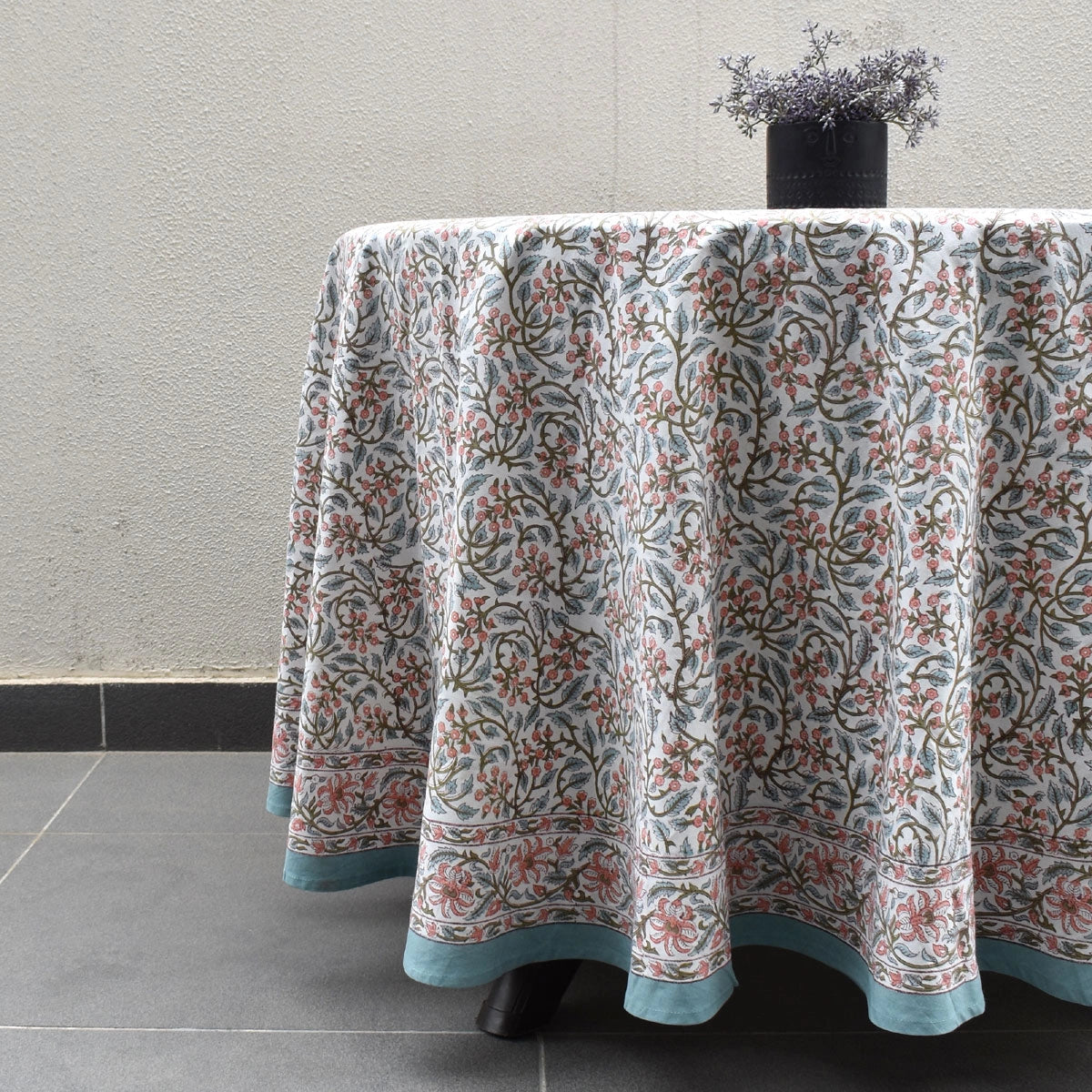 Indian Artisan Round Tablecloth Berry Pink