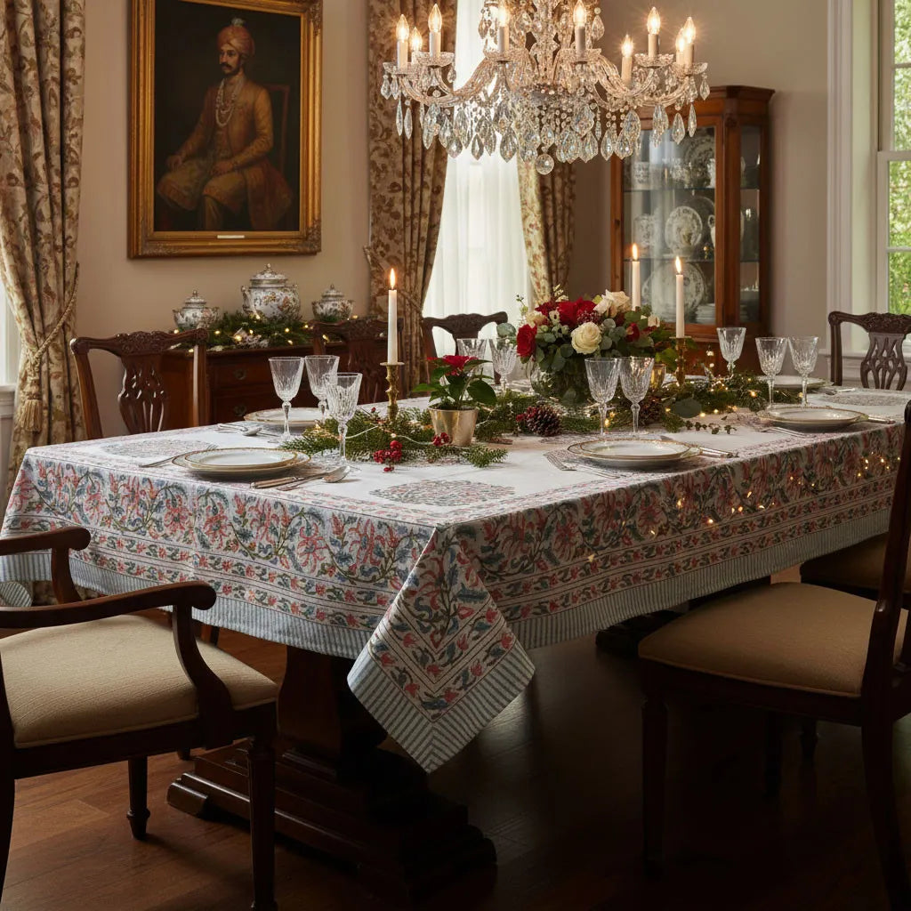 JAIPURI RAZAI Table Linen | Berry Pink Boota 106129
