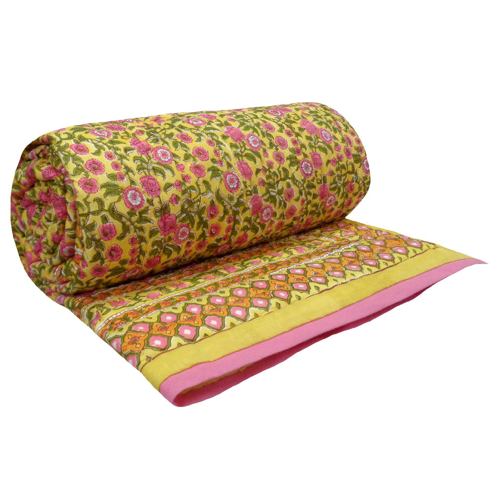 Queen Size Soft Cotton Quilt Handmade | Bhare Pile Phool 102376