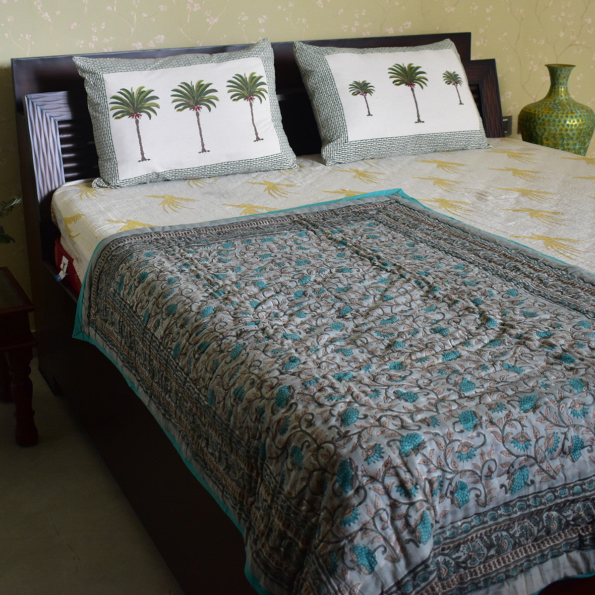 Natural Dye Baby Bedding | Blue Flower Gud 801419