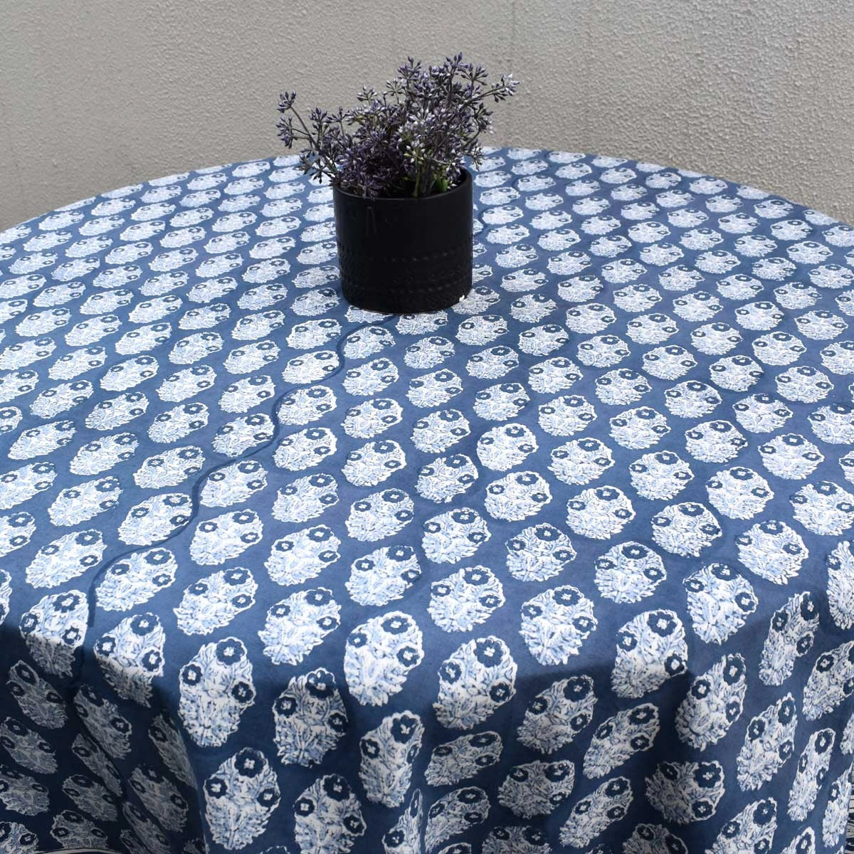 Artisan Crafted Round Table Cover Boota Aster Blue