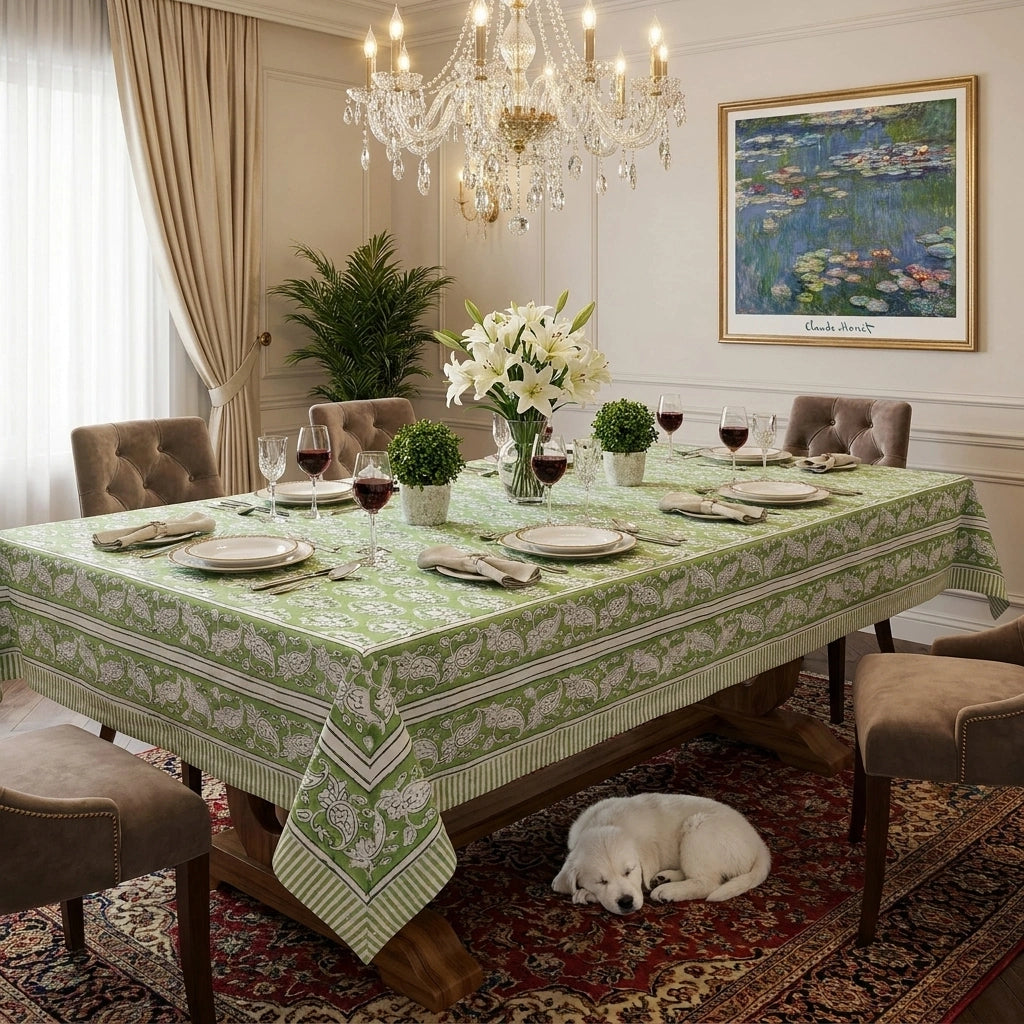 72 X 108 Inch Tablecloth | Boota Celadon Green Gud 100673