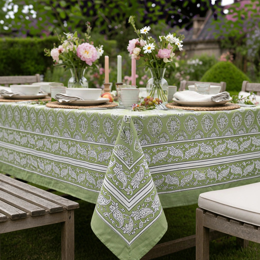 72 X 108 Inch Tablecloth | Boota Celadon Green Gud 100673