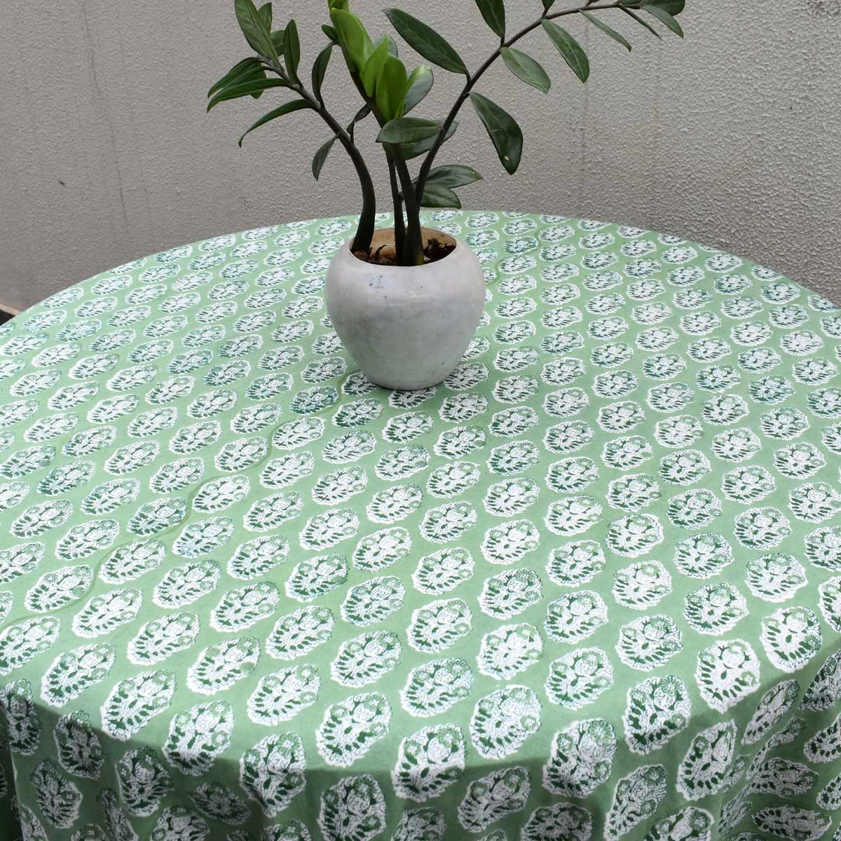 Natural Dye Round Tablecloth | Boota Celadon Green Gud 100673