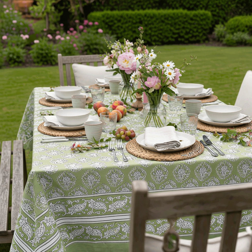 72 X 108 Inch Tablecloth | Boota Celadon Green Gud 100673
