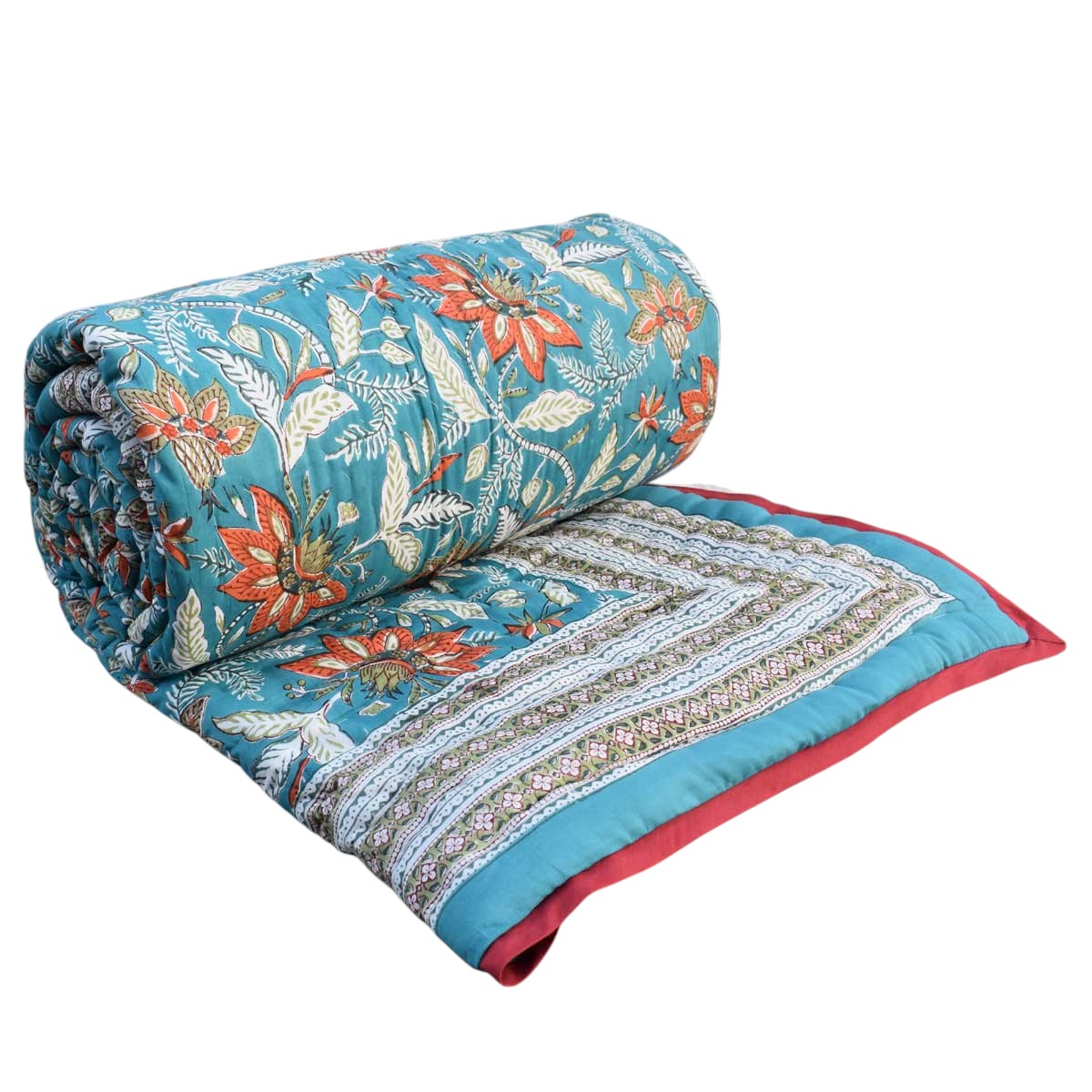 Soft Mulmul Cotton Blanket Queen Quilt | Bossanova Green Gud 393939