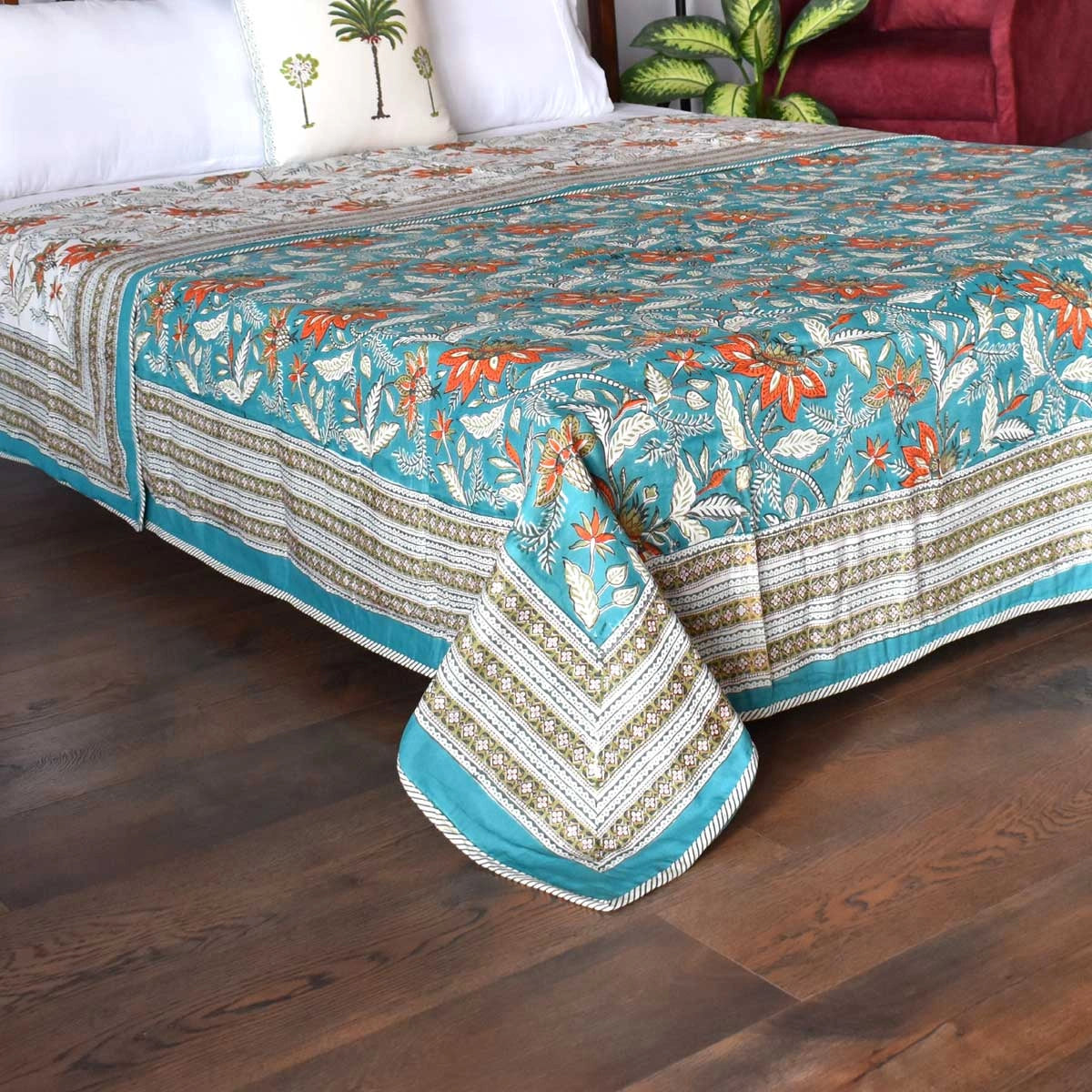 Mulmul Cotton Dohar Double Bed | Bossanova Green Gud 393939