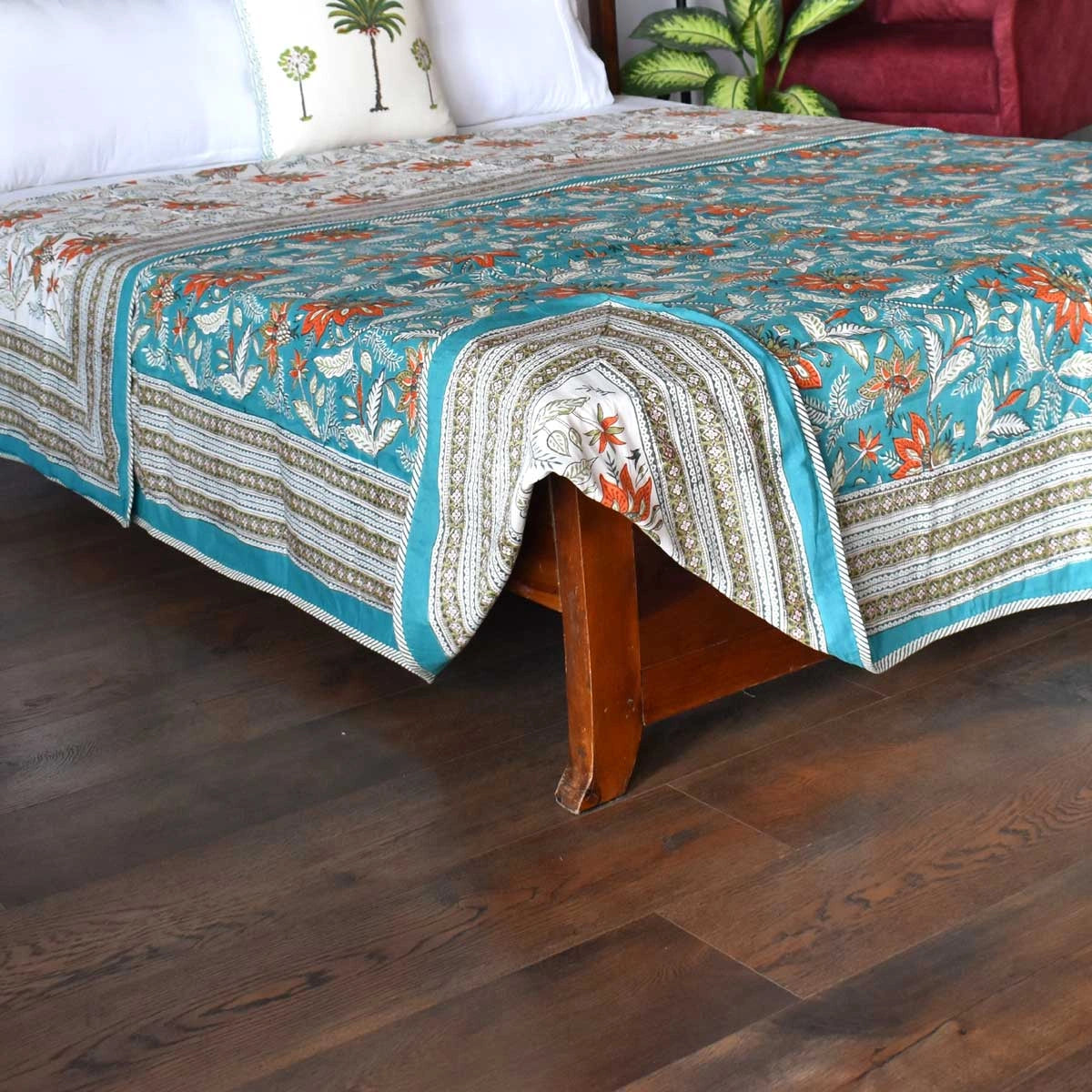 Mulmul Cotton Dohar Double Bed | Bossanova Green Gud 393939