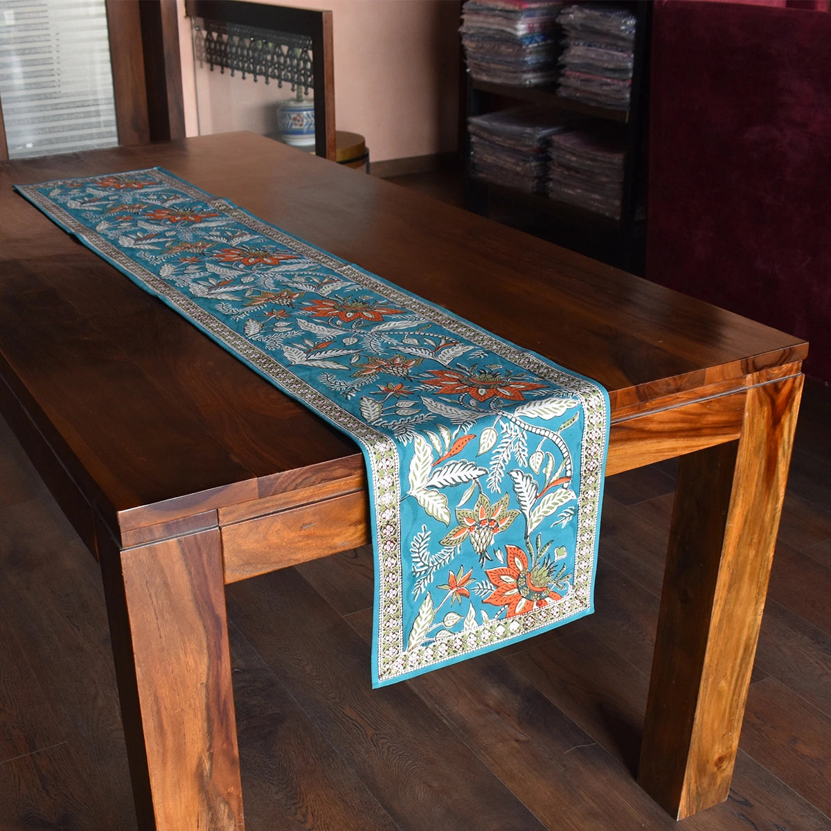 Jaipur Hand Block Runner | Bossanova Green Gud 393939