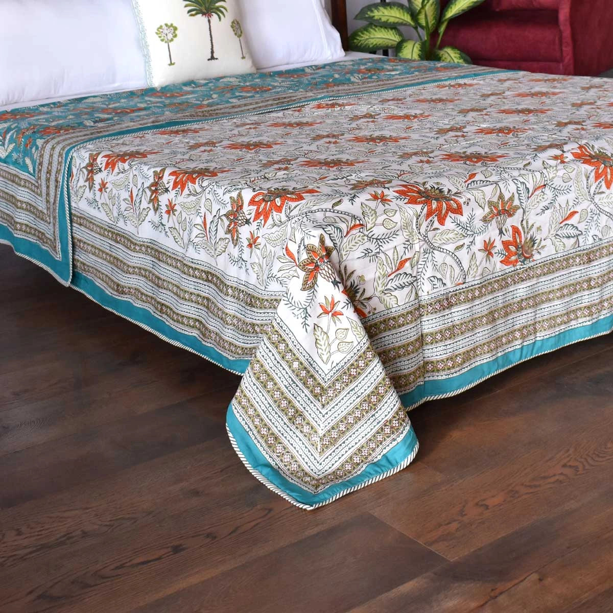Mulmul Cotton Dohar Double Bed | Bossanova Green Gud 393939