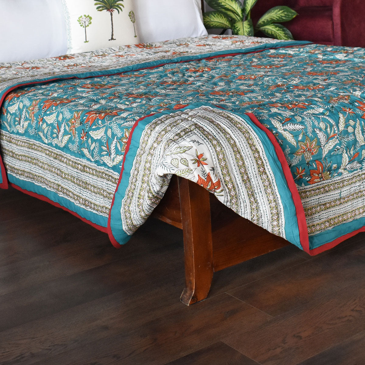 Soft Pastel Printed Quilt Single | Bossanova Green Gud 393939