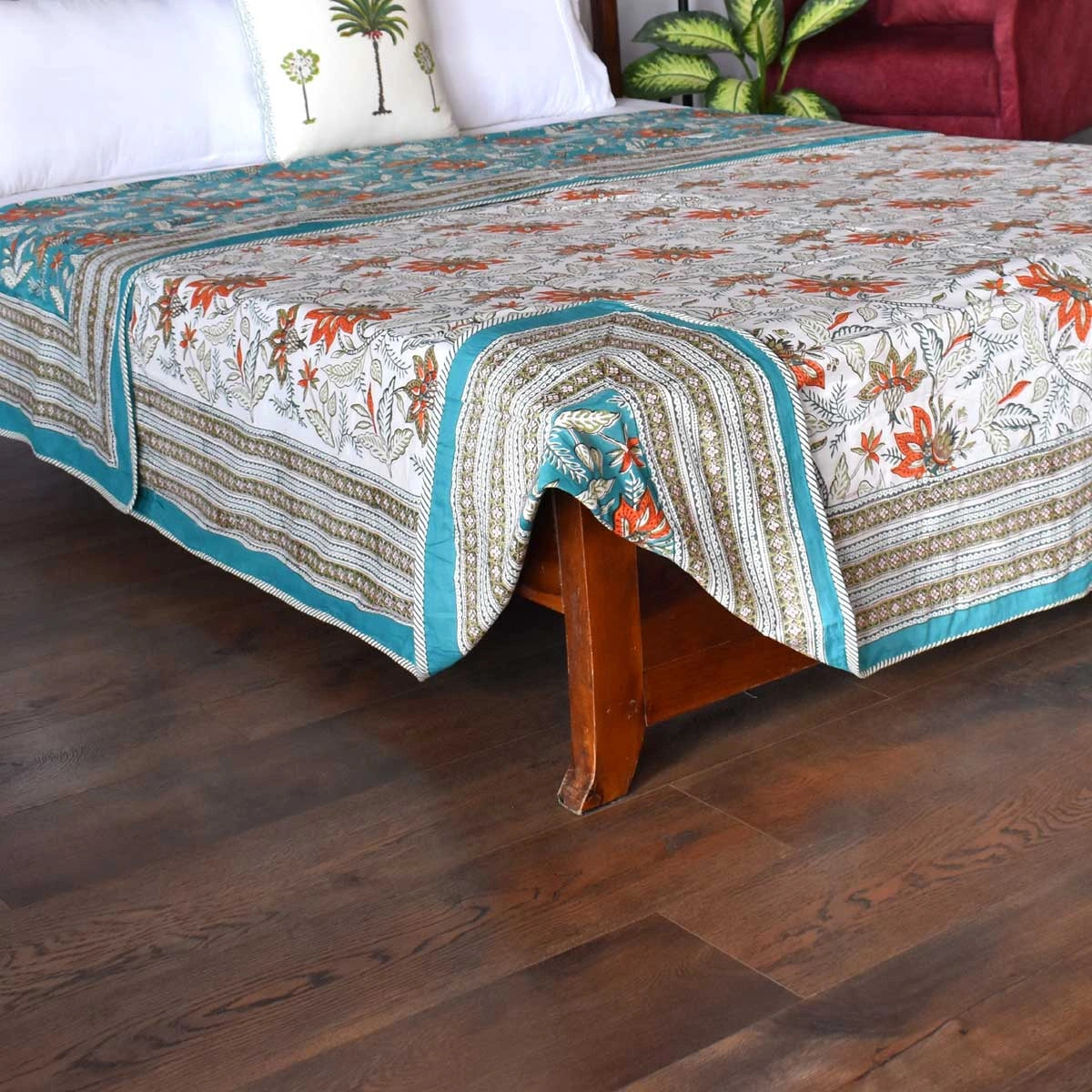 Mulmul Cotton Dohar Double Bed | Bossanova Green Gud 393939