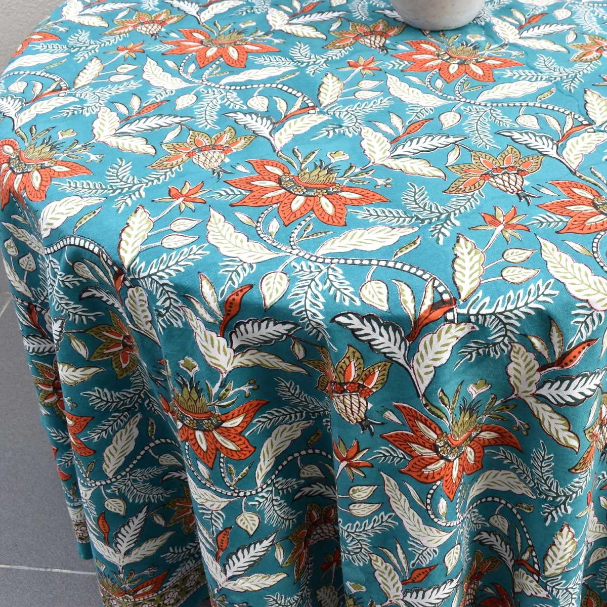 Traditional Indian Round Table Linen Bossanova Green Gud